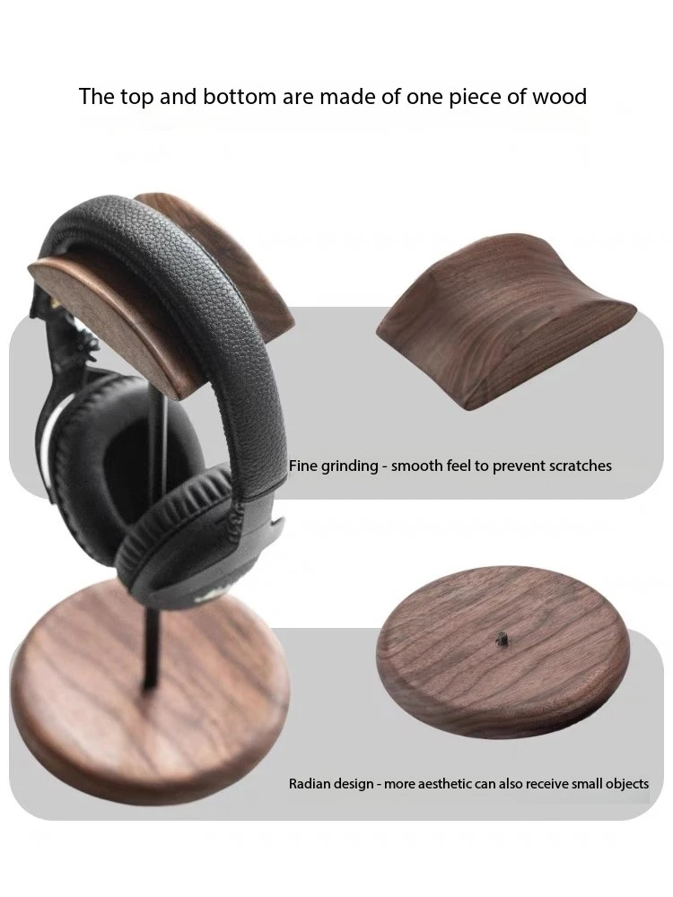 Suporte de fone de ouvido de madeira maciça computador mesa monitor fone de ouvido trocador borda nogueira suporte universal