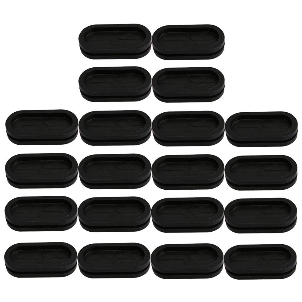 20Stck 44x22mm Mutter Schwarz Synthetische Gummi Oval bilden Doppelseitige Drähte Ösen Dichtungen Schutz Ring
