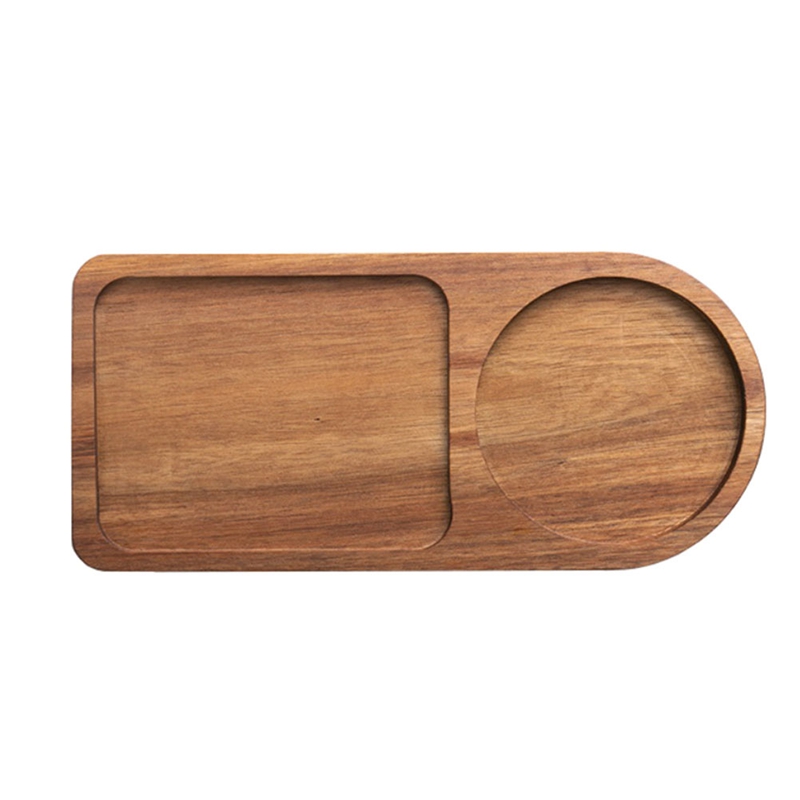 Bandeja de madera para café, plato de desayuno para servir comida, accesorios de decoración de mesa: Caqui oscuro