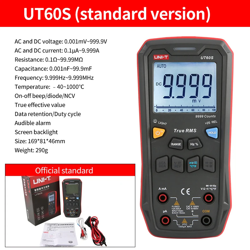UNI-T Multímetro Profissional UT890C UT890D + UT89X UT89XD UT89XE UT60S UT60BT UT61B + UT61D + UT61E Plus Multímetro Elétrico: Vermelho