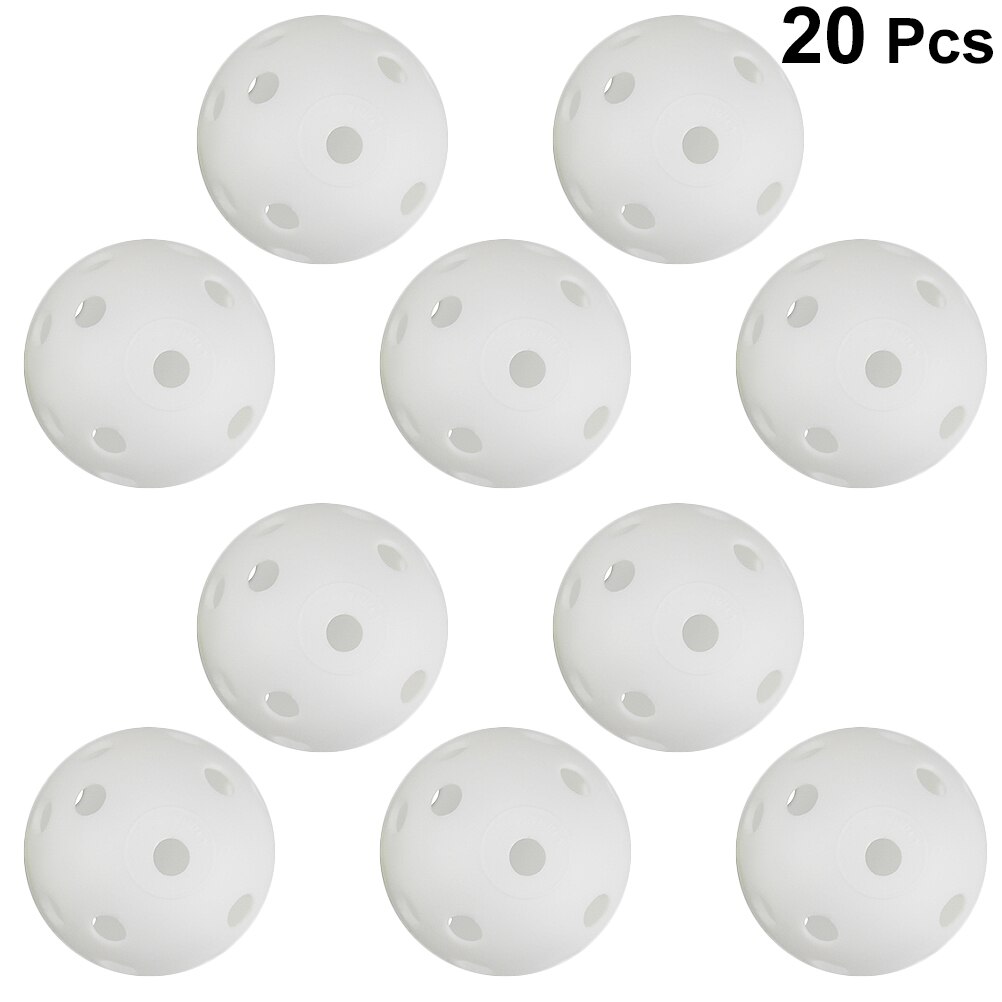 20 Pcs Air Flow Hollow Balls Plastic Training Balls for Indoor Outdoor Practice (White)