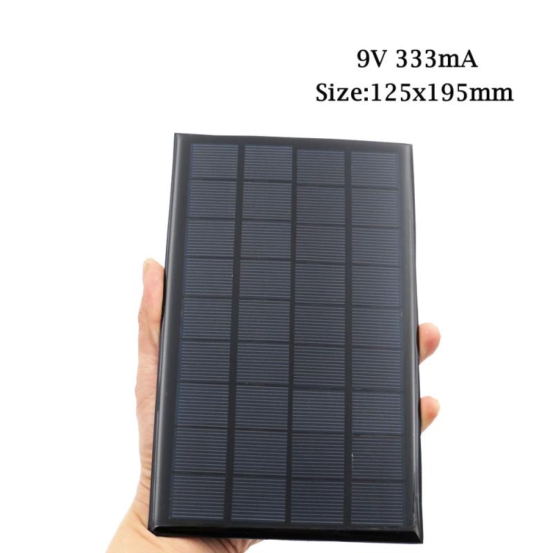 Solar Panel 6V 9V 18V Mini Solar System DIY For Battery Cell Phone Chargers Portable 2W 3W 4.5W 6W 10W Solar Cell: 9V 3W