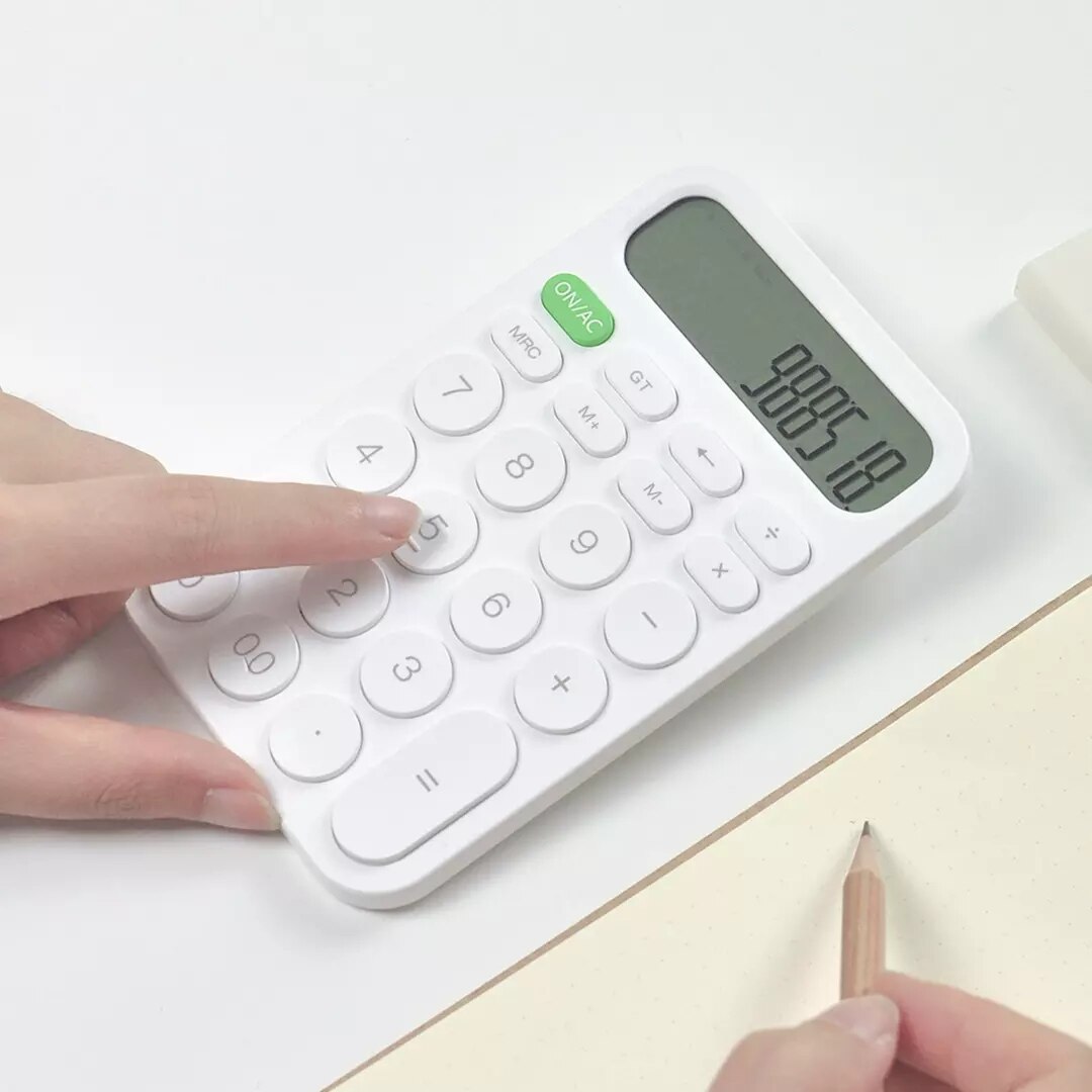 Miiiw Portable Calculator LED 12-digit Display Simple Home Office School Mini Pocket Electronic Calculator