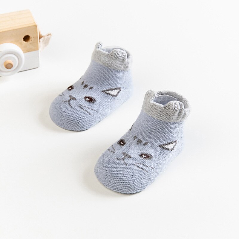 Schattige baby meisjes sokken antislip katoen zacht ondiepe mond lage kinder jongens sokken cartoon dier boot baby vloer sokken: Blauwe totoro / 1-3 jaar