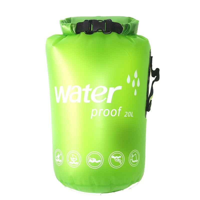 10l 20l vandtæt tørtaske udendørs opbevaringsrulle top enkelt skulder rygsæk svømning drift tømmerflåde vandreture tasker havpakke: 20l grønne