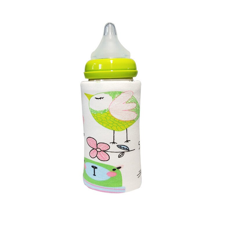 Portablet venta botella calentador viaje bebé niños dibujos animados leche Agua USB cubierta manga bolsa infantil película de calentamiento: Rosa