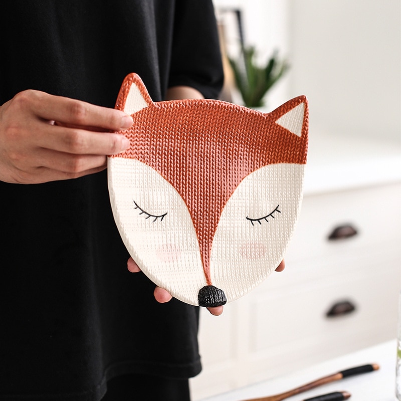 Giapponese di Ceramica Piatti Fatti in Casa per Bambini Colazione Piatti Sveglio Creativo Dolci di Frutta Tutta Carte Animale Piatti