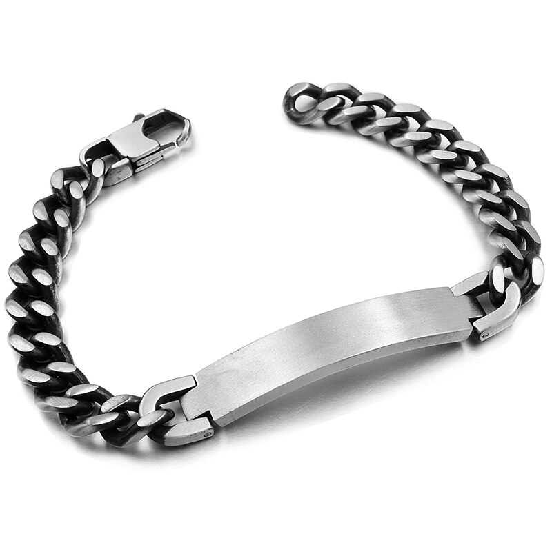 Gokadima in Acciaio Inox ID Del Braccialetto per Gli Uomini Dei Monili masculina pulseira, Nero/Oro Rosa di colore della Roccia punk Regalo Del Partito: vintage colore