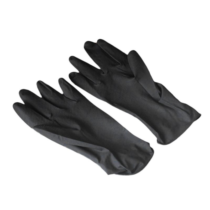 Luvas de látex reutilizáveis, luvas de segurança para salão de cabeleireiro, luva de látex reutilizável, cor de cabelo para salão de beleza, tamanho médio (preto), com 10 peças