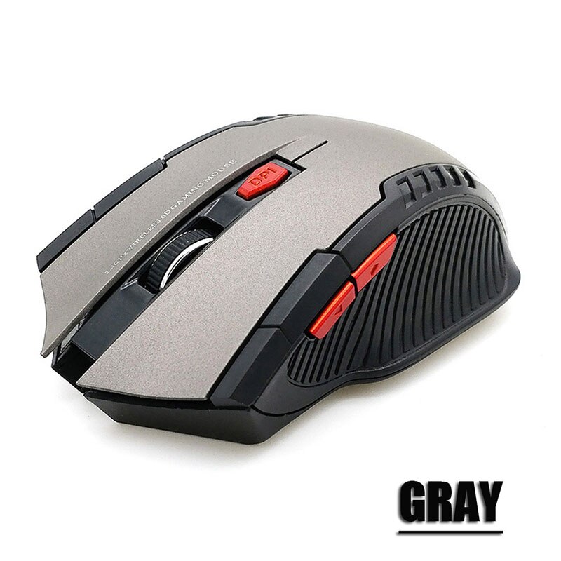 1600DPI 2.4GHz Wireless Optical Mouse Gamer for PC Gaming Laptops Opto-electronic Game Wireless Mice with USB Receiver: gray