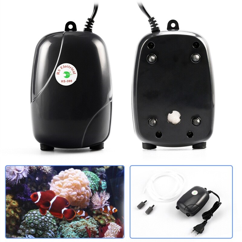 1Pc Black Praktische Mini Stille 5W Aquarium Inflatie Pomp Zuurstof Levering Luchtpomp Luchtcompressor Voor Aquarium outlet