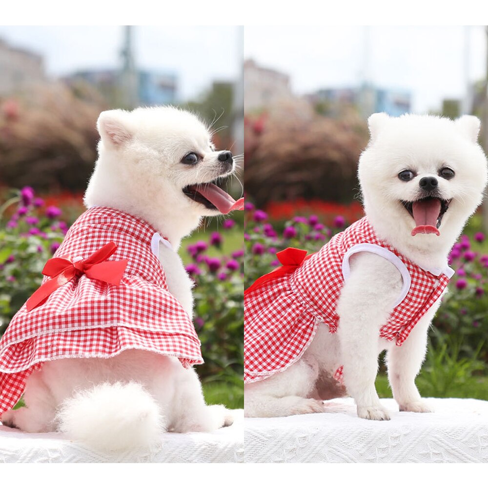 Pet Skirt Dogs And Cats Plaid Dress Skirt Bow Tie Skirt Dog Dress Cute Pet Clothing Pets Puppy Medium Large Dog