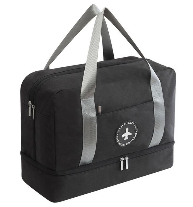Bolsa de deporte de para hombre y mujer, bolsa de gimnasio de entrenamiento, almacenamiento de zapatos, bolso multifunción duradero, bolso de mano para deportes al aire libre: Color negro