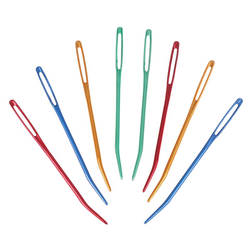 2pcs Aluminum Bent Tip Tapestry Darning Knitting Needles Big Eye Yarn Knitting Needle Needlework Crafts Sewing Bent Needle
