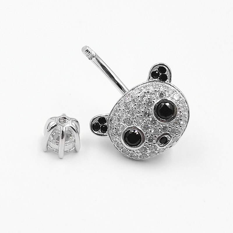 HelloLook Piercing all'ombelico in argento Sterling 925 per ragazza zircone anello ombelico gioielli penetranti per il corpo simpatici anelli di pancia Panda