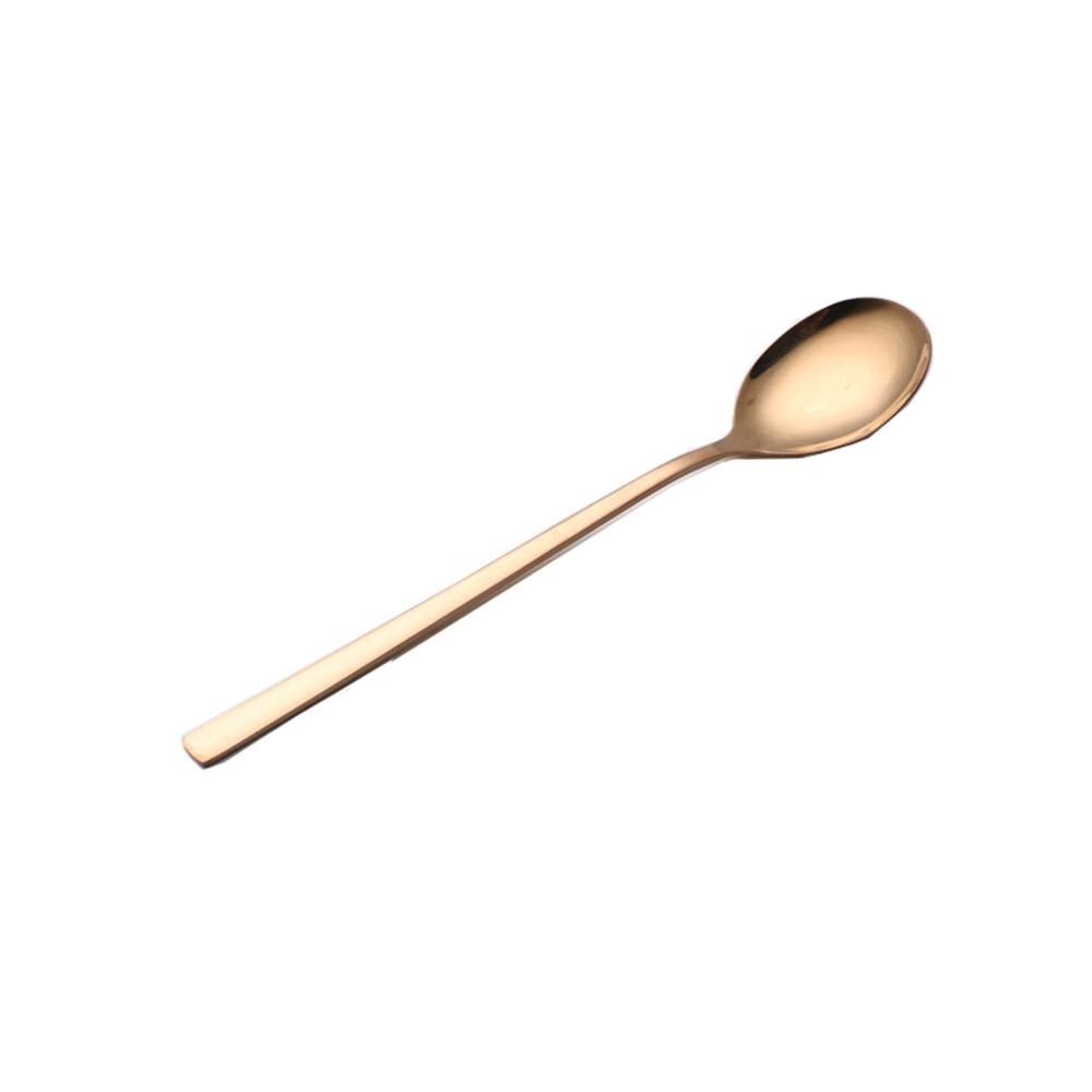 Korean Cuisine Spoon Chopsticks Tableware Stainless Steel Gold Silver Black Mirror Polished Titanium Round Solid Spoons: LLG000004-RGspoon