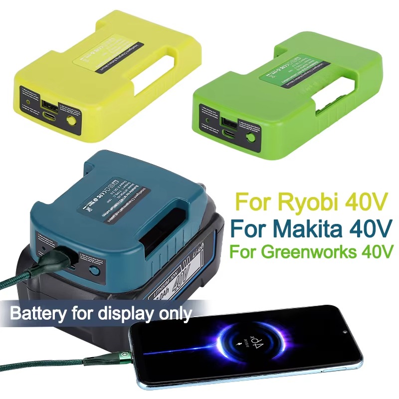 USB Fast Charger Adapter voor Makita/Ryobi/Greenworks 40V Li-ion Batterij Rack Houder USB Type-C Snelle Opladen Interface