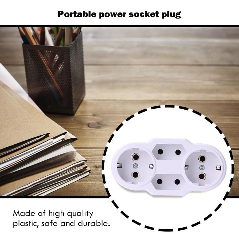 Portable EU Plugs Power Socket Converter 1 to 4 Port Outdoor Power Adapter Safe Durable Socket Power Supply for Outdoor Use