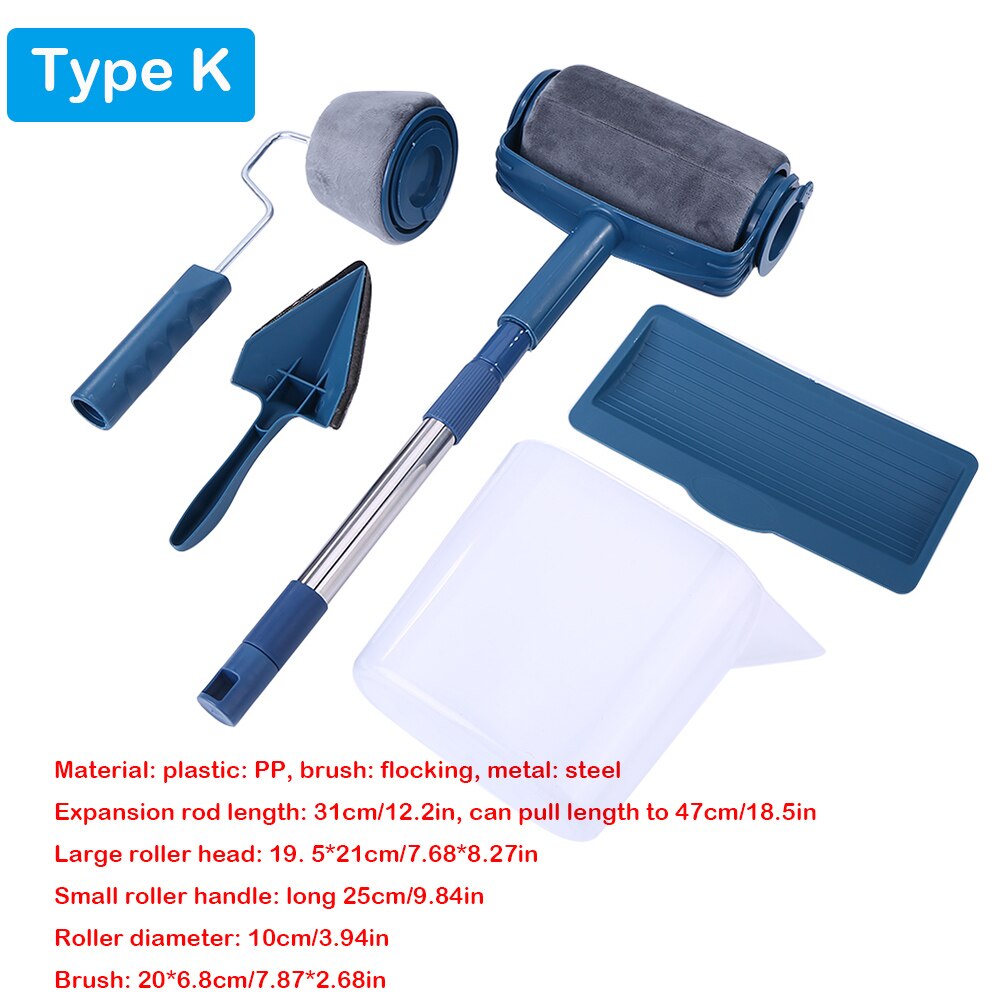 5pcs Paint Runner Roller Brush Tool Set Multifunctional Paint Roller Set Room Wall Painting Brushes Set Home Repack Tool Newst: K