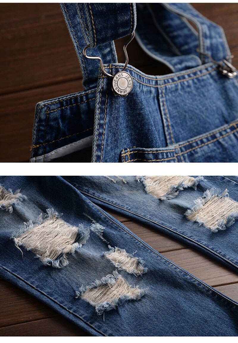 Moderigtige denim jumpsuits til mænd og #39 ;s hip-hop streetwear herre& #39 ; gamle denim overalls og overalls