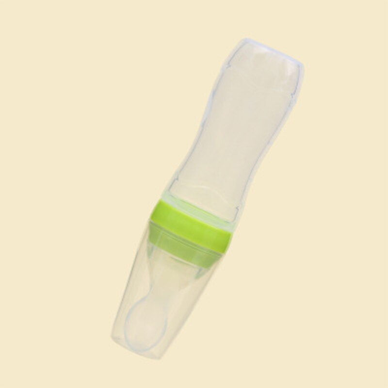 Biberon en Silicone de sécurité de 120ML, avec cuillère, pour complément alimentaire, riz, céréales, cuillère à presser, lait, tasse: green