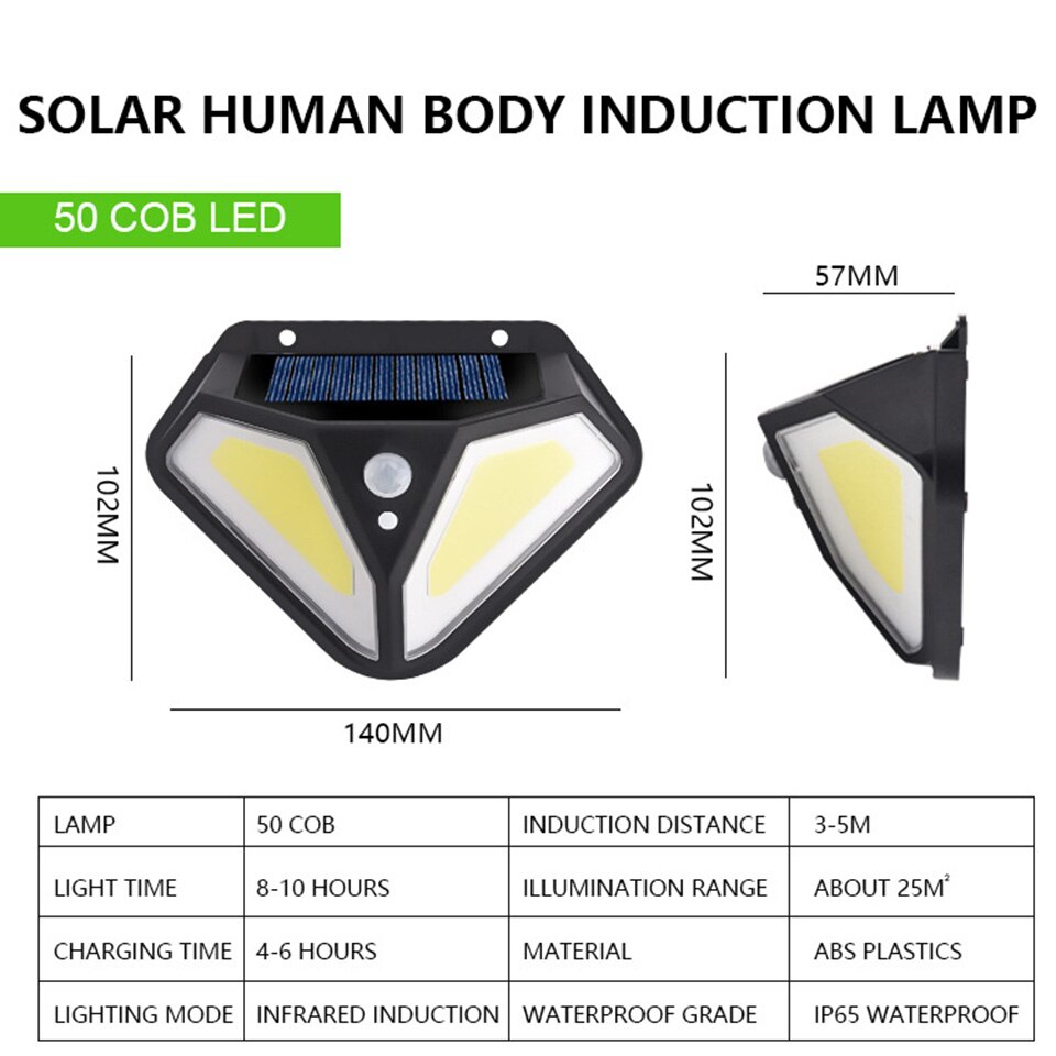 COB LED Solar Light Built in Battery Outdoor Wall Lamp Powered Sunlight Waterproof Motion Sensor Street Light Garden Decoration
