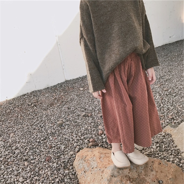 Flickbyxor prickiga lösa vida ben byxor höst barnkläder 2-7 år barn leggings: Rosröd / 2t