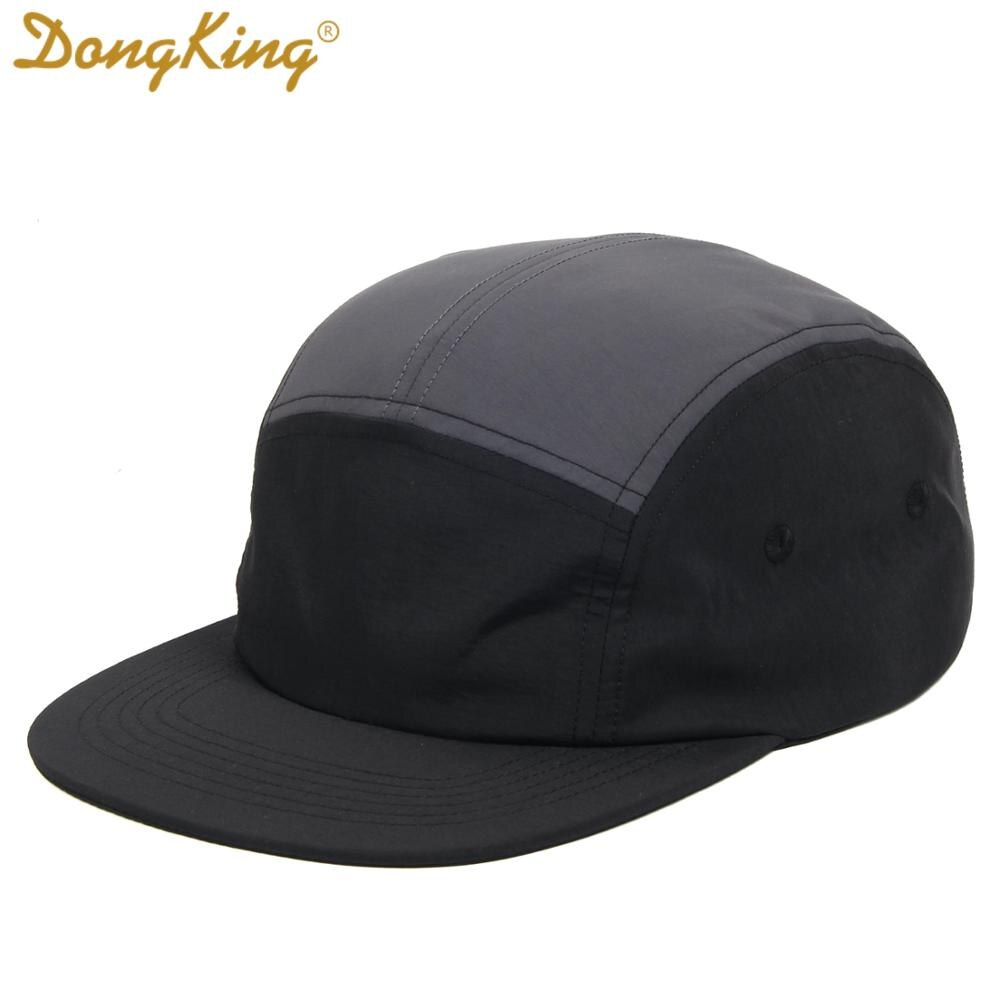 Dongking 5 Panelen Classic Baseball Cap Korte Rand Baseball Cap Taslon Splash Proof Stof Snel Droog Hoed Flat Bill big Size: Black Gray / 58-60cm Adjustable