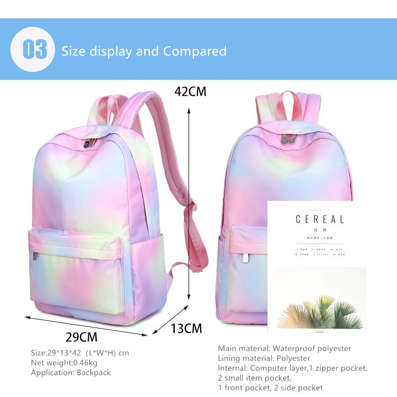 Vento Marea School Bag For Girl Travel Women Backpack Youth College Student Laptop Book Rucksack Preppy Style Waterproof Bagpack