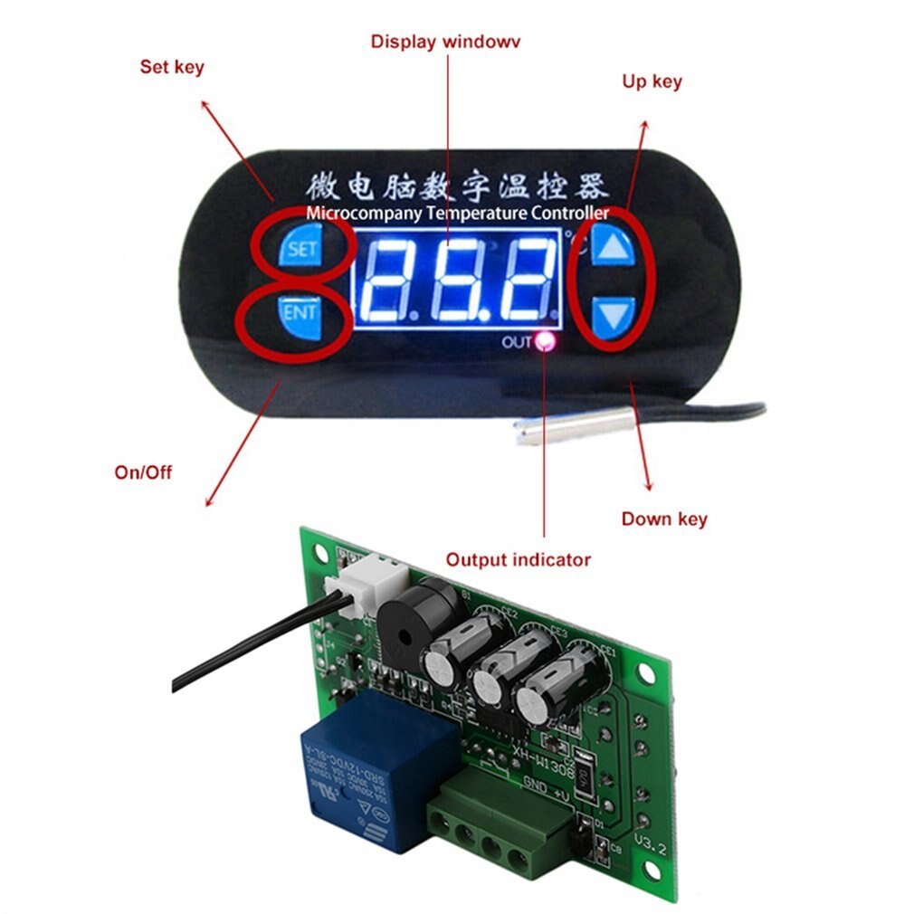 Display LCD AC/DC12V Termostato Digitale di Allarme di Temperatura di Controllo Del Sensore Misuratore di Temperatura Regolatore Regolatore