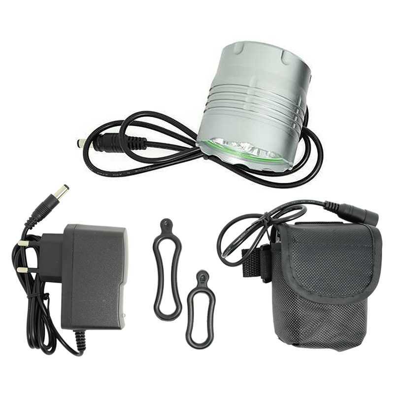 Wasafire 7000lm 5*  xml  t6 led sykkel lys sykkel hodelykt sykling frontlys mtb frontlys  + 18650 batteripakke  + 8.4v lader: Lampe 9600 mah batteri