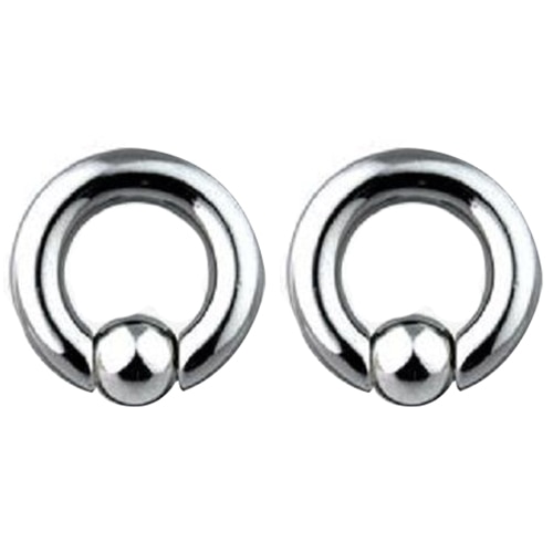 1 pair Stainless Steel Captive Bead Ear Rings Hoop BCR Studs Piercing Jewelry Steel color 4g(5mm)*16mm