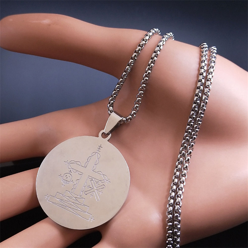 Papa Ghede Voodoo Loa Veve Hanger Ketting Voor Vrouwen/Mannen Rvs Vodoun Lwa Talisman Amulet Ketting Sieraden Kraag