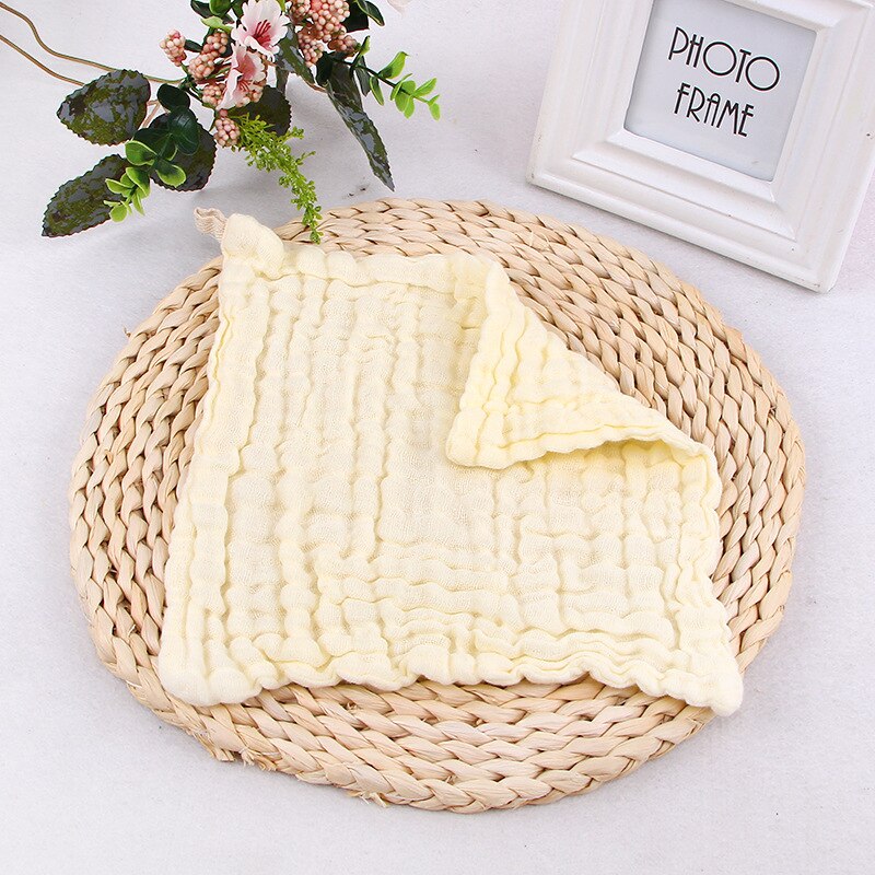 Toalla de mano para la cara del bebé de 30x30 CM 100% gasa de algodón 6 capas paño de lavado infantil toalla para la cara del niño: Amarillo