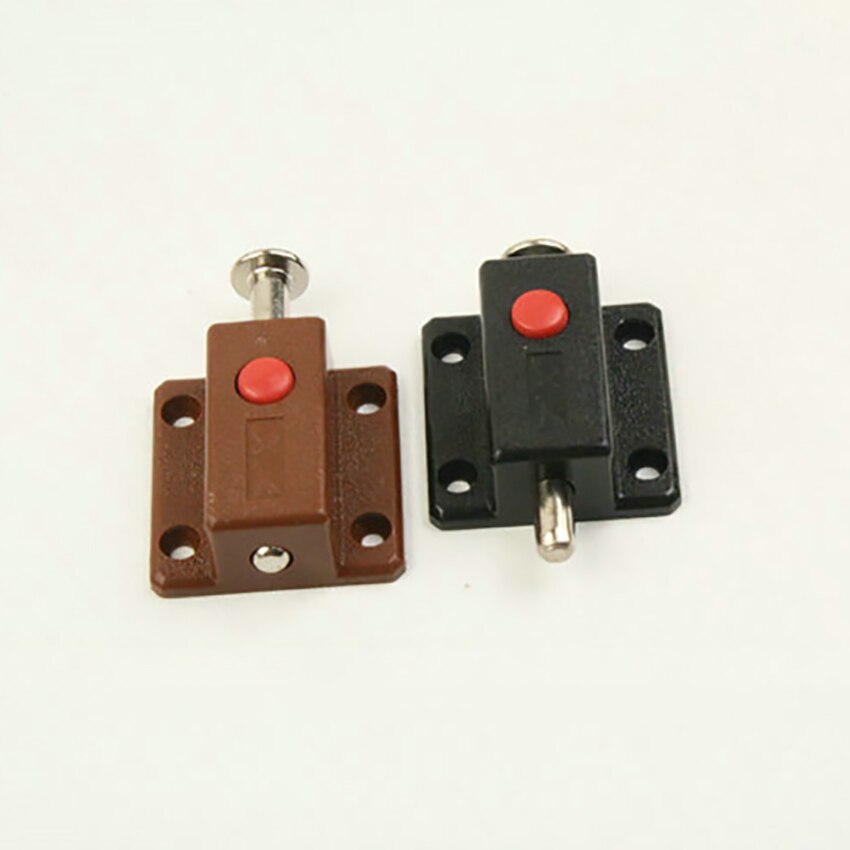 Modern Window Cabinet Push Button Plastic Spring Load Automatic Door Bolt Latches Lock for Wooden Cupboard Wardrobe Doors Gates