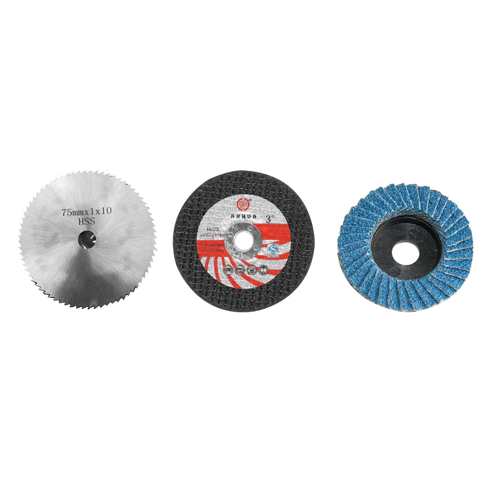 Discos de aleta plana para amoladora angular, 75mm, 10mm, disco de molienda de 80 granos, cuchillas de corte de madera
