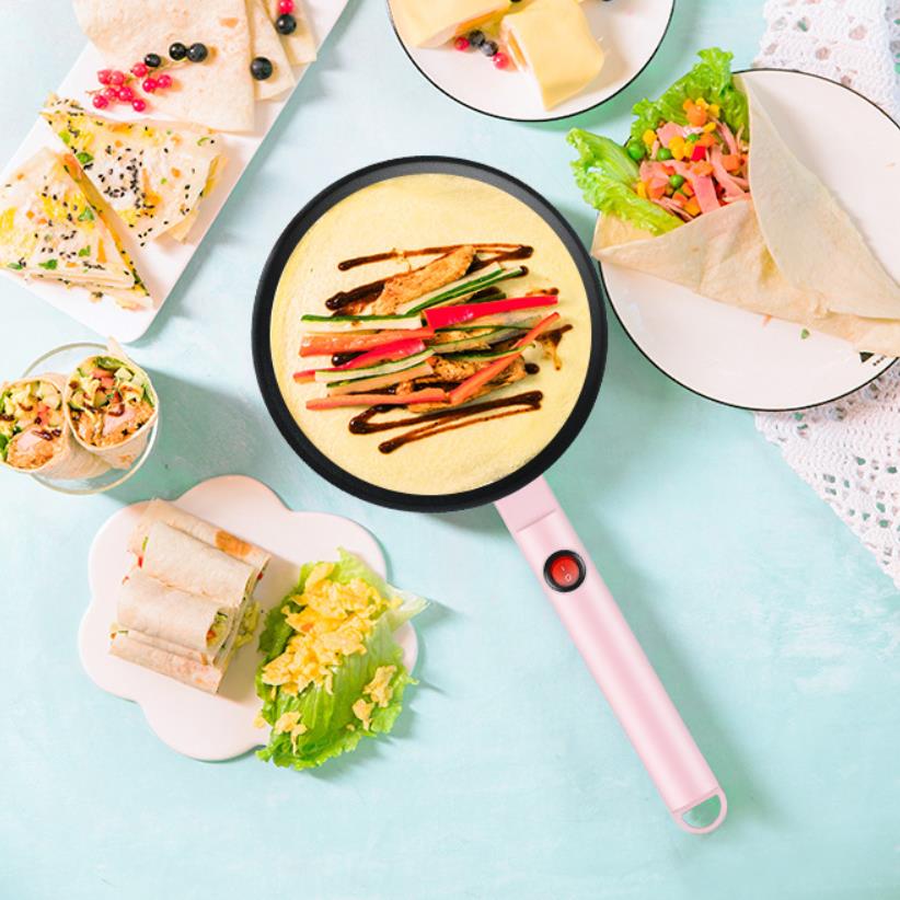 Crepé eléctrico de 220V y 700W máquina de tortitas para Pizza, plancha antiadherente para hornear, pan, pastel, máquina de cocina, herramientas para cocinar tarta