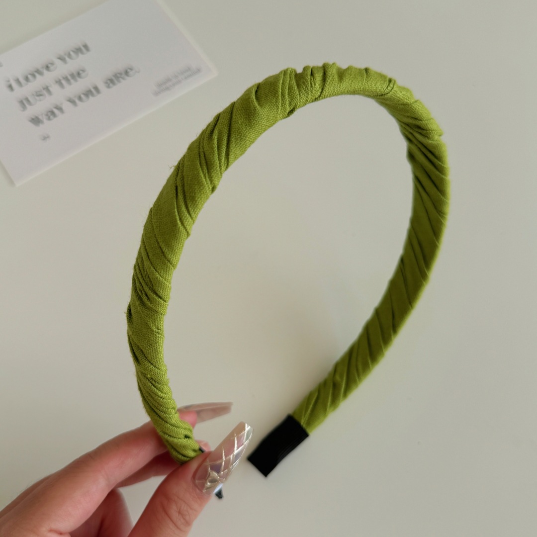 Colorful thin Fabric Wrapped Hairband Headband Hair Accessories Hair Jewerlery: green
