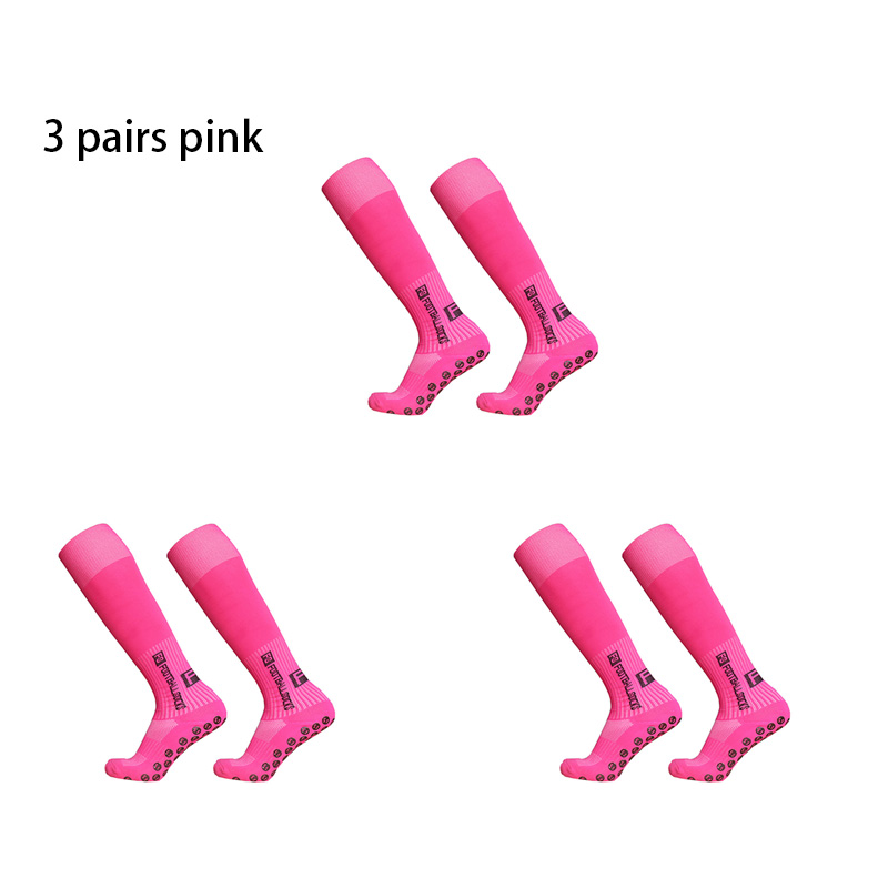 3pairs/set sport piłka nożna skarpety mężczyźni kobiety FS długa rurka skarpety piłkarskie silikonowy uchwyt antypoślizgowy skarpetki: 3pairs pink