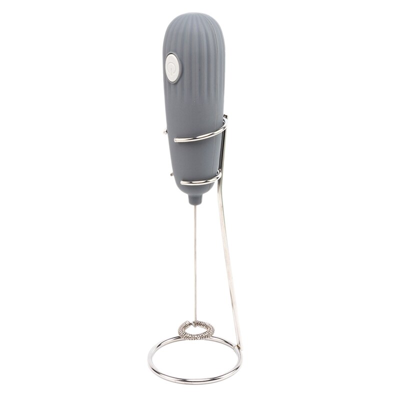 Milk Frother Handheld Electric Whisk Foamer Maker for Coffee Latte Chocolate Egg Mixer with Stand: Gray