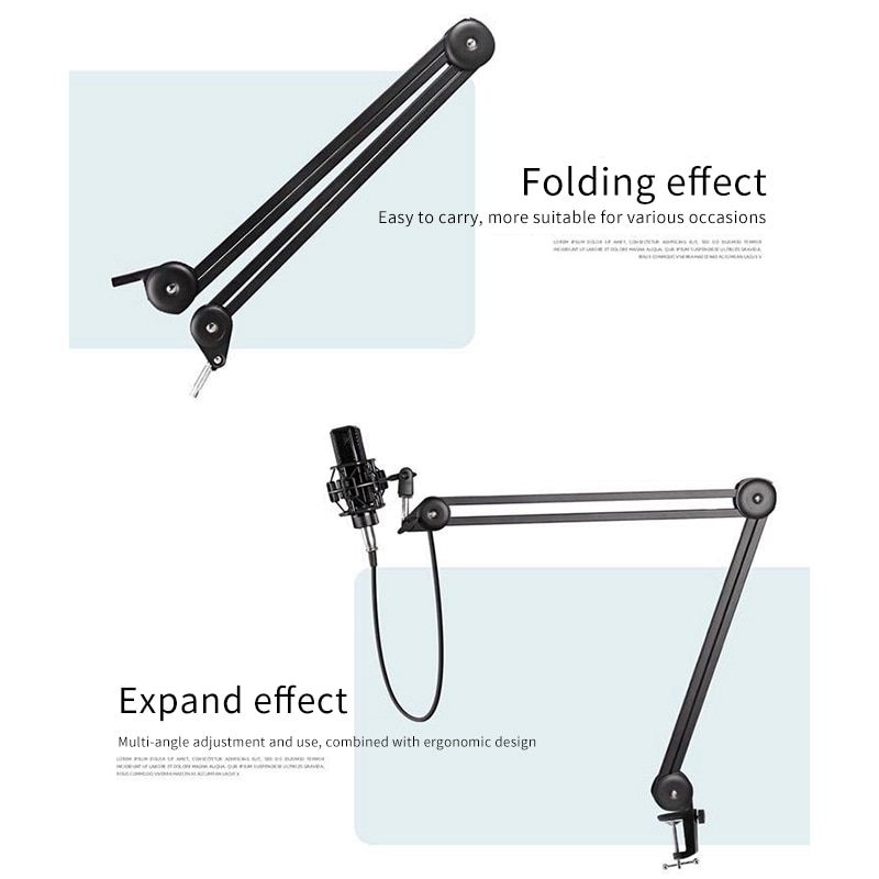 Microphone Arm Stand Heavy Adjustable Suspension Scissor Built-in Spring Mic Stand