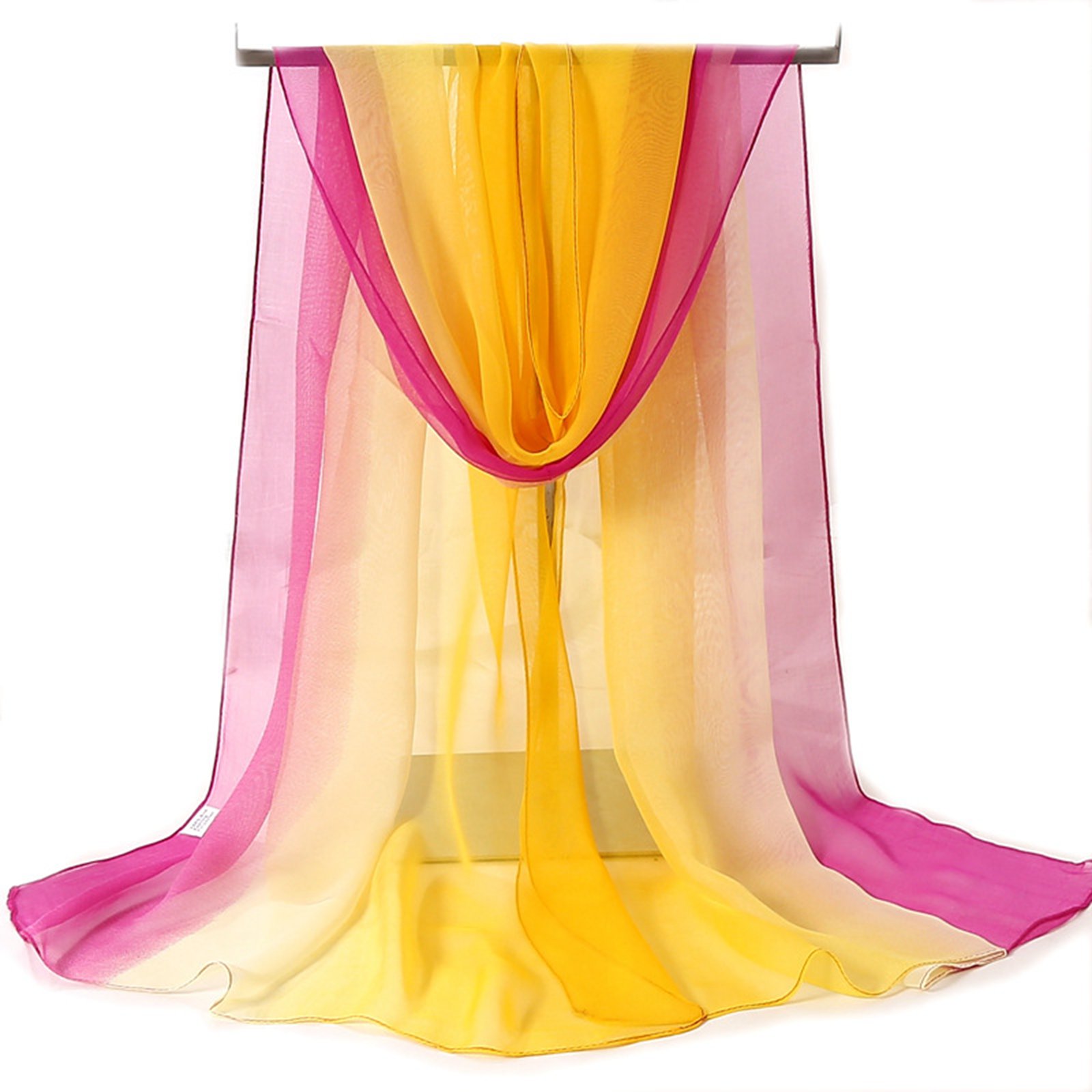 Four Seasons Women Plain Color Thin Soft Beach Thin Silky Georgette Scarf Shawls Long Wraps Beach Sunscreen Hijab: Yellow