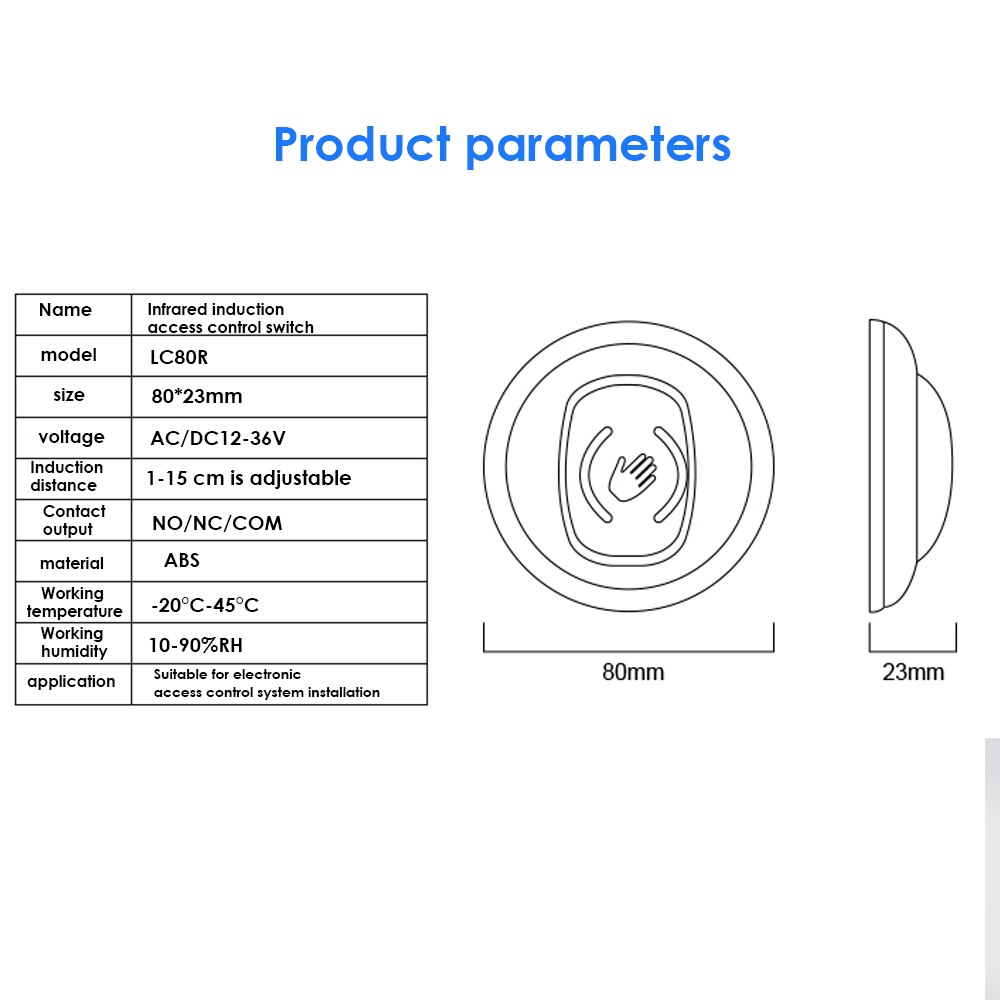 12V-36V Circular Touchless Door Release Switch IR Contactless Infrared No Touch Exit Button Access Control Automatic Door Button