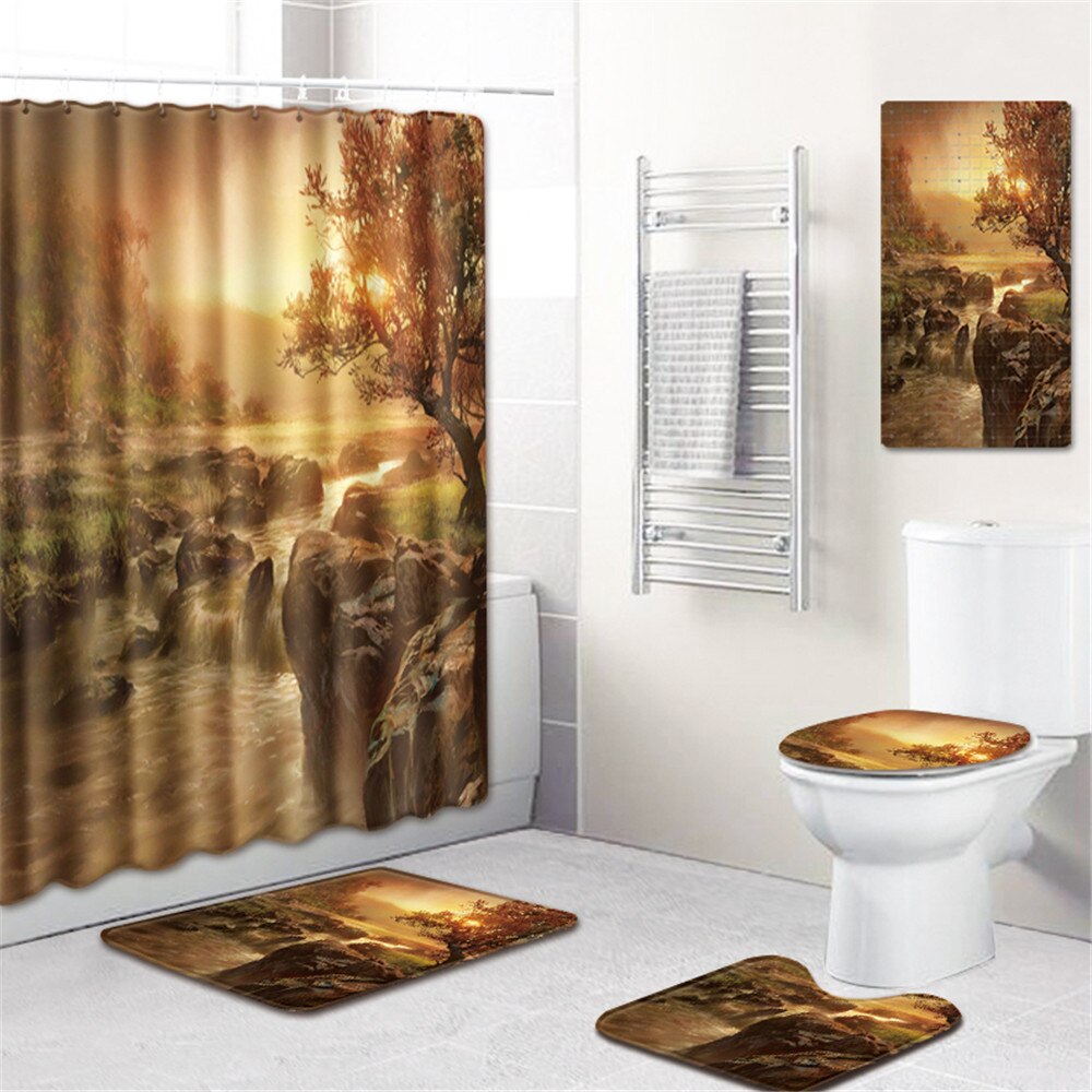 Vloermat badmat toiletmat voetmat badmat waterdicht douchegordijn badmat vijfdelig tapijt: W180716-d008 / 180 4518075cm