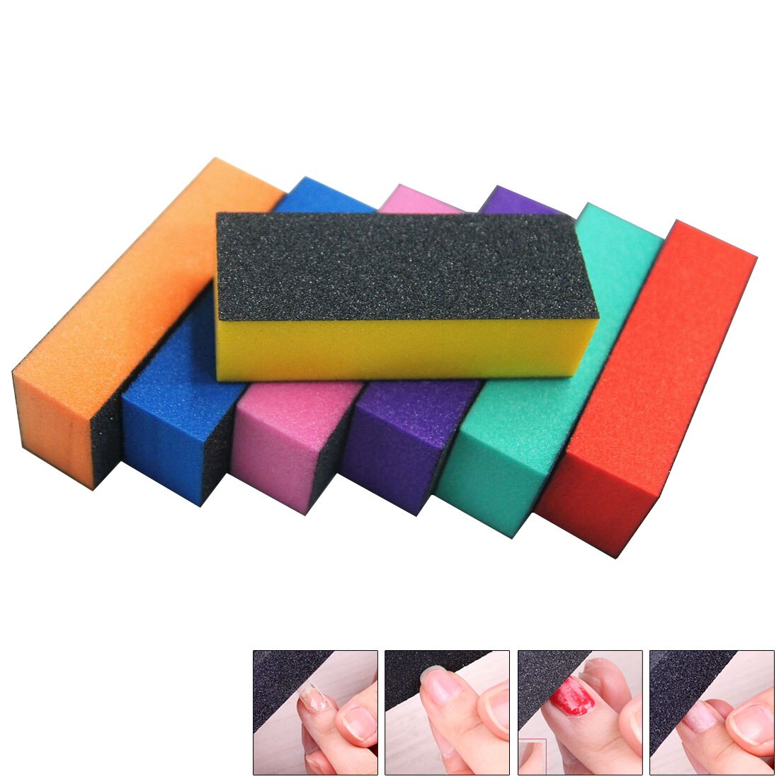 Meerkleurige driezijdige korrel hoge kogel zwarte schuurbuffer nagelvijl polijsten schuren nagelgereedschap polijsten kunst