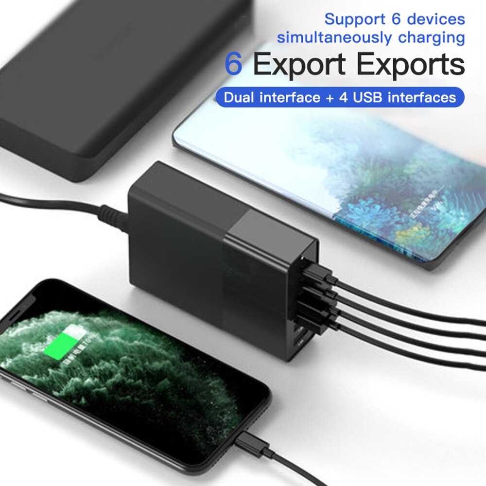 4/5/6 Port PD Charger QC 3.0 Dual Protocol Quick Charge 48/65/75W USB Fast Charger For iPhone 12 11 Mini Pro Max Smart Adapter