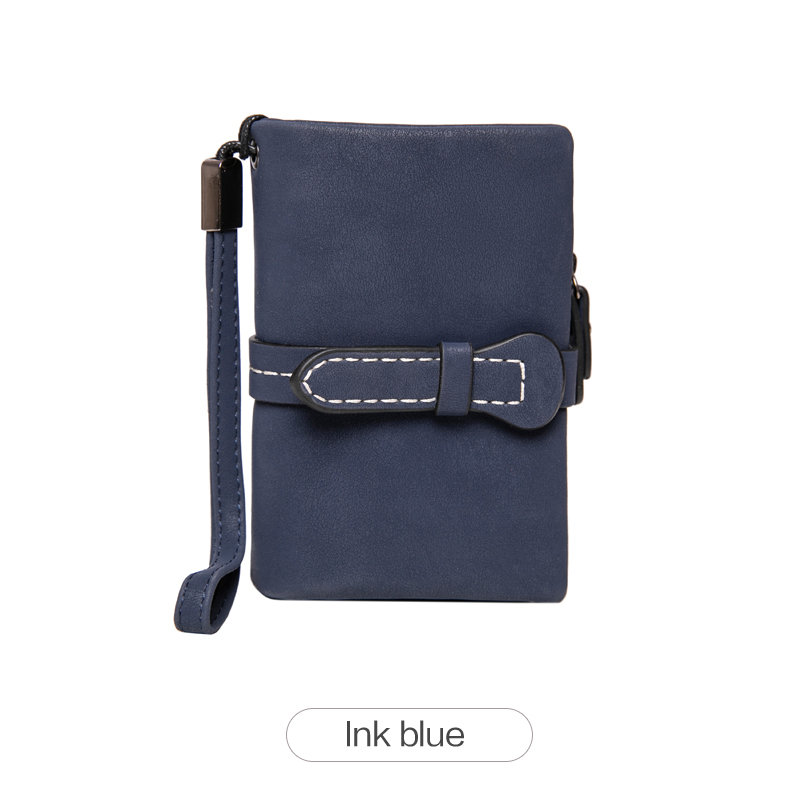 MIYIN Women's Short Wallet Minimalist Double Fold Multi Functional Zero Wallet with Cardholder Identity Window Coin Wallet: DEEP BLUE