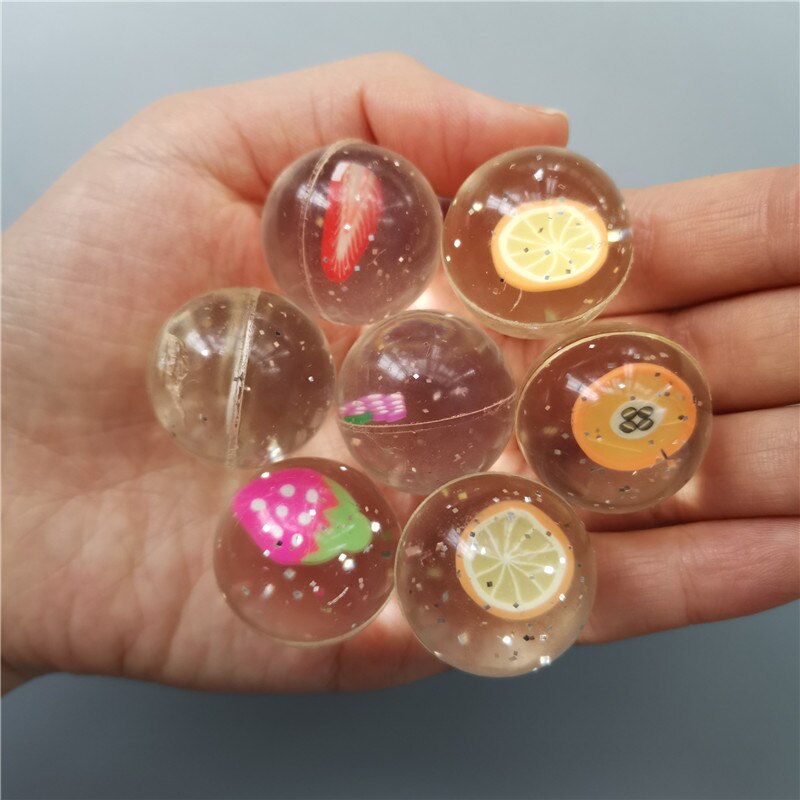 2.5cm doorzichtige elastische rubberen stuiterballen, schattige vruchten, drijvende stuiterende flipperkast, badspeelgoed voor kinderen