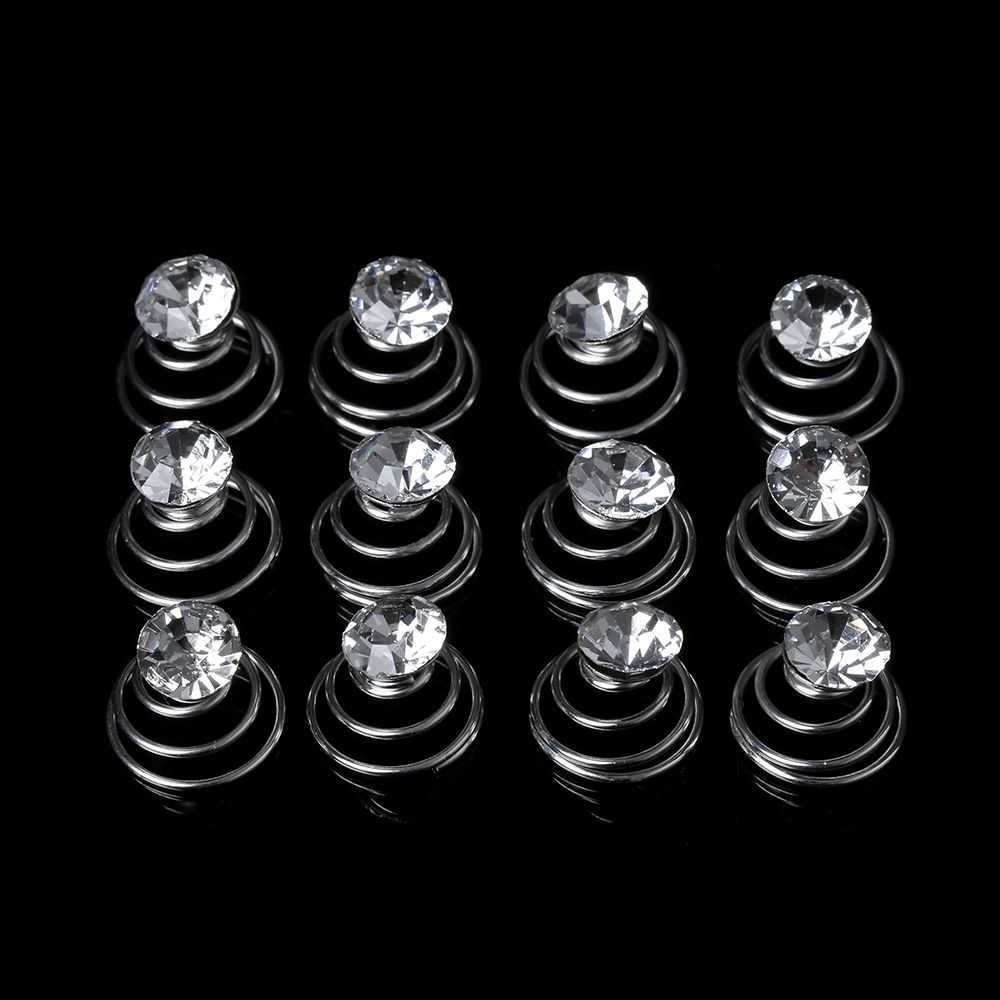 12 stuks strass haaraccessoires bruidshoofdtooi spiraalvormige clips haarspelden hoofddeksel: Geel