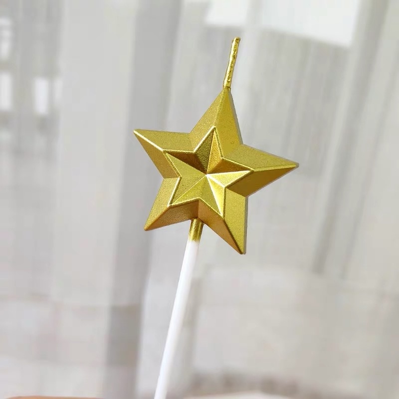 1 Pcs/ Love Diamond Shaped Gilded Cake Candle Safe Flames Kids Birthday Party Wedding Cake Candle Home Decoration Favor Supplies